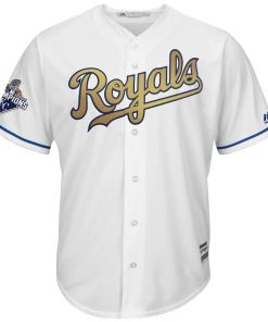 kansas city royals majestic 2015 world series champions gold program cool base jersey whiteb4rhs