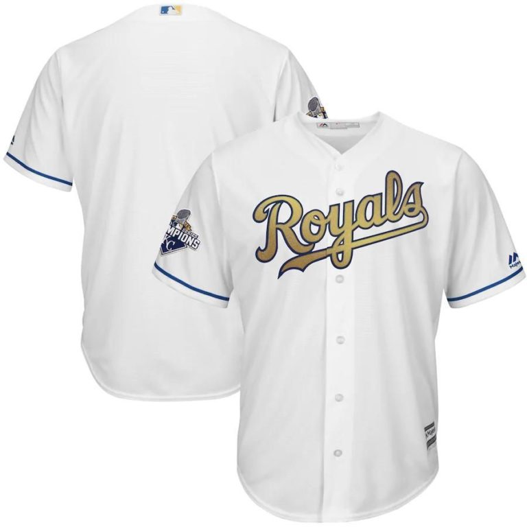 Kansas City Royals Majestic 2015 World Series Champions Gold Program Cool Base Jersey - White kansas city royals majestic 2015 world series champions gold program cool base jersey