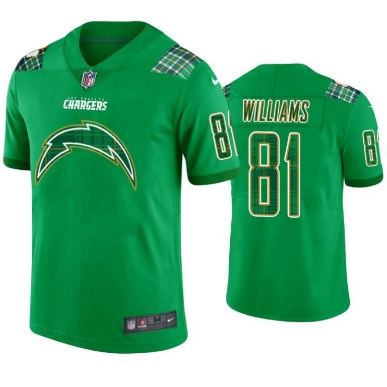 Los Angeles Chargers #81 Mike Williams Cheap Jersey St. Patrick's Day Kelly Green Lucky - Men los angeles chargers 81 mike williams cheap jersey st patricks day kelly green lucky